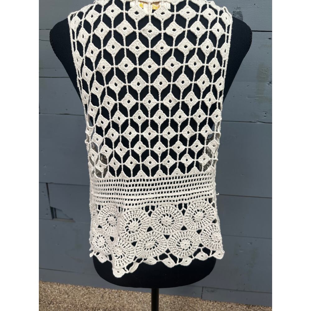 Rebellion Cream Crochet Vest Small - Picture 6 of 8